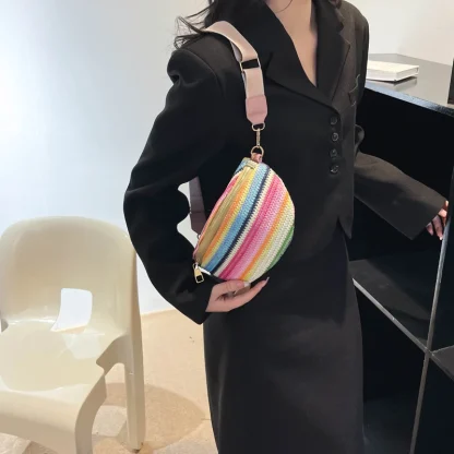 Colorful Weaving Banana Belt Bag - Image 5