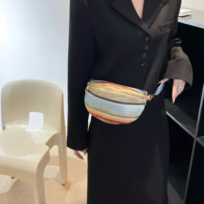 Colorful Weaving Banana Belt Bag