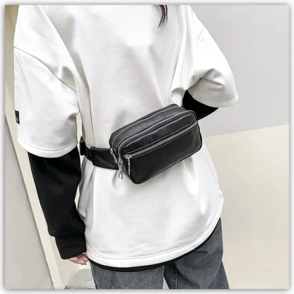 Solid Color PU Leather Single Belt Bag