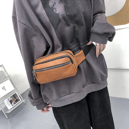 Solid Color PU Leather Single Belt Bag - Image 5